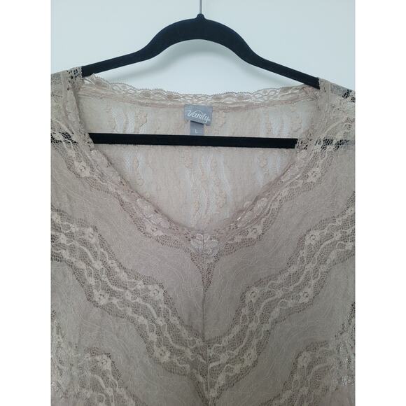 Vintage Y2K Vanity Lace Short Sleeve Top Size L Brown Forest Fairy Grunge Boho - Picture 4 of 8